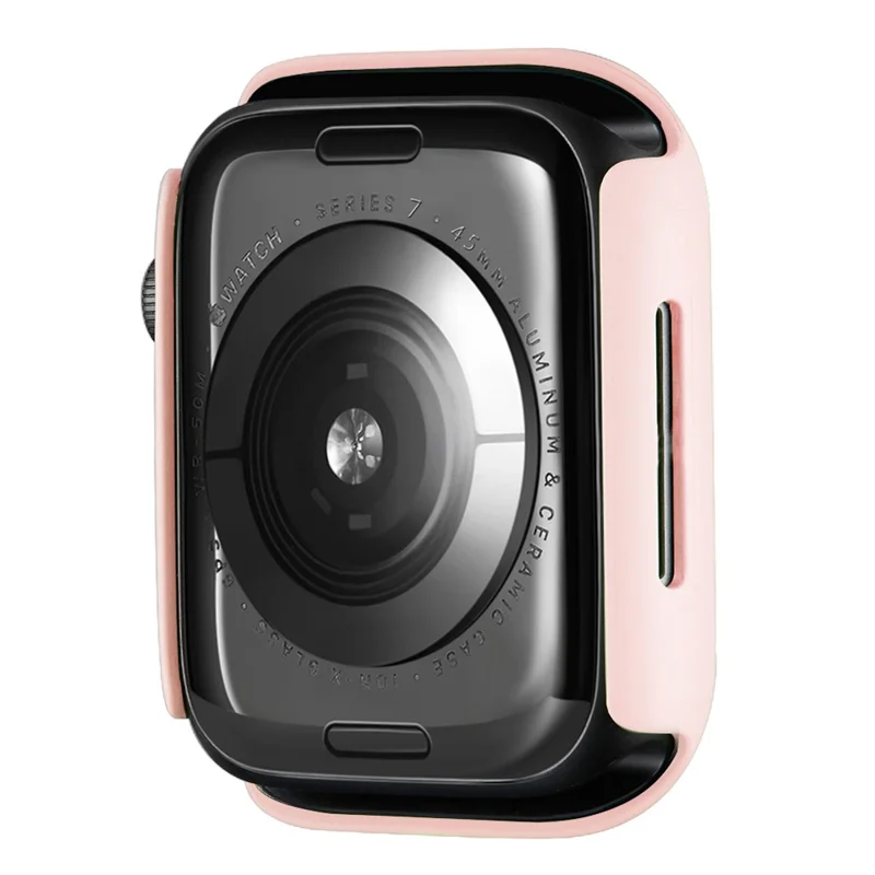 Rubberized Hard PC Watch Case Edge Frame Protective Cover for Apple Watch Series 9 / 8 / 7 45mm - Pink