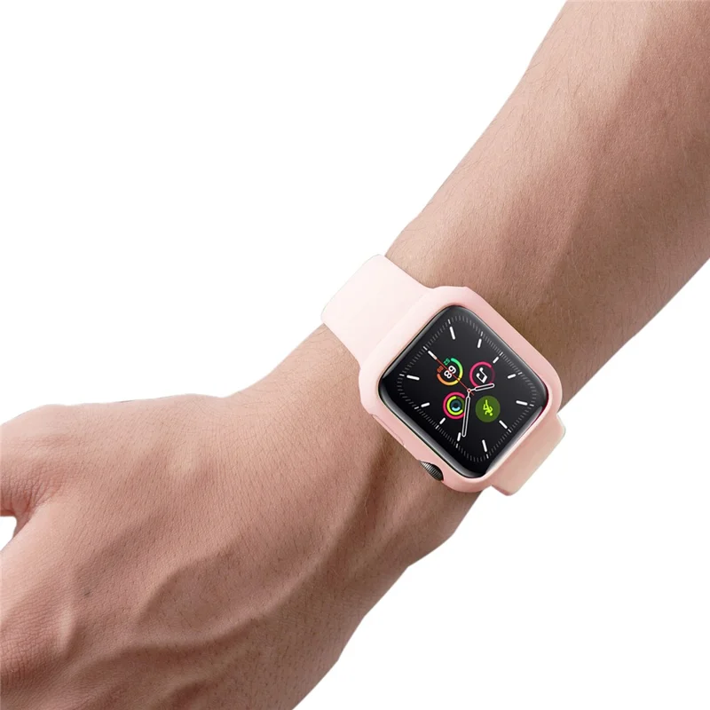 Rubberized Hard PC Watch Case Edge Frame Protective Cover for Apple Watch Series 9 / 8 / 7 45mm - Pink