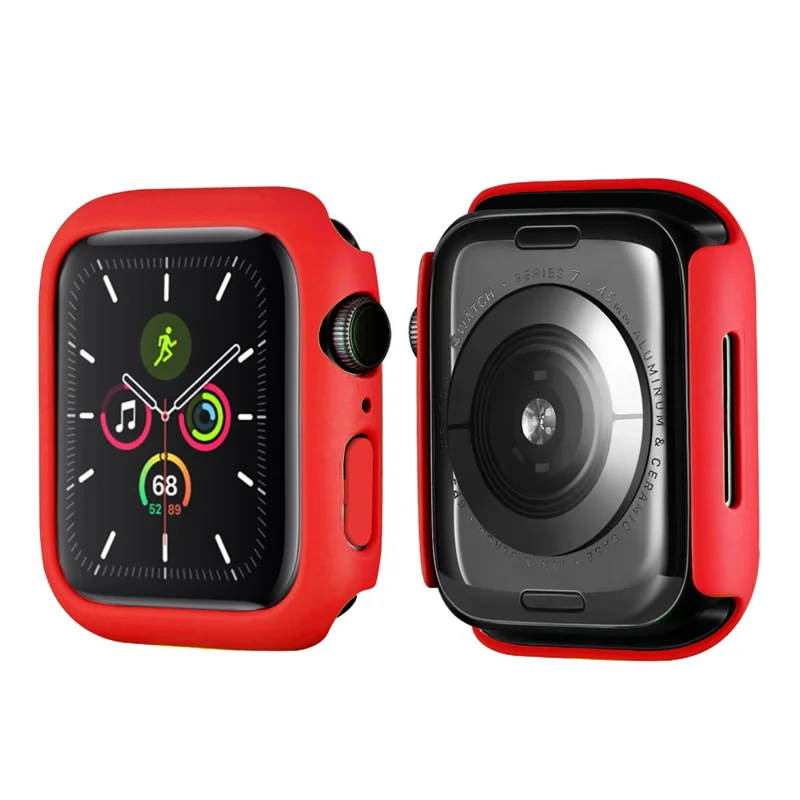Rubberized Hard PC Watch Case Edge Frame Protective Cover for Apple Watch Series 9 / 8 / 7 45mm - Red