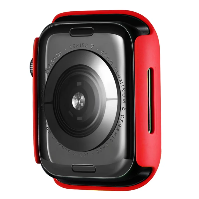 Rubberized Hard PC Watch Case Edge Frame Protective Cover for Apple Watch Series 9 / 8 / 7 45mm - Red