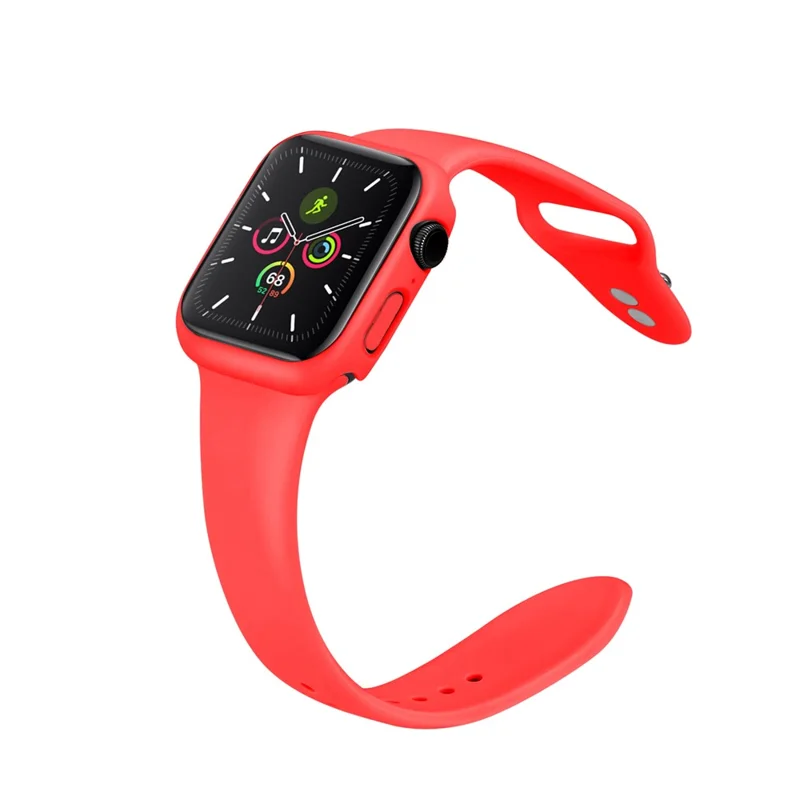 Rubberized Hard PC Watch Case Edge Frame Protective Cover for Apple Watch Series 9 / 8 / 7 45mm - Red