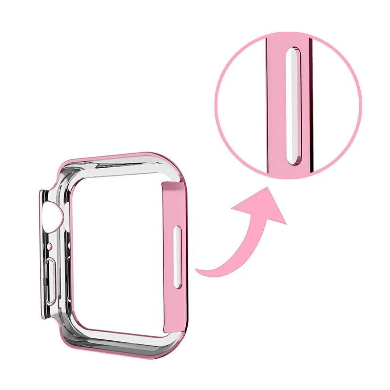 For Apple Watch Series 9 / 8 / 7 41mm Shiny Rhinestones PC Smart Watch Case Cover Frame Protector - Pink