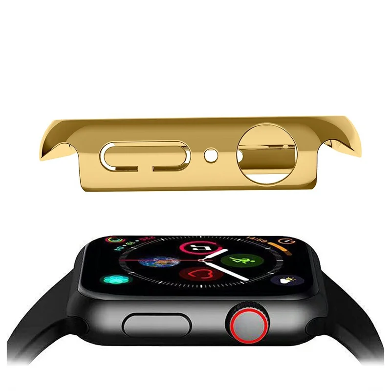 Custodia per Apple Watch Series 9 / 8 / 7 da 41 mm in PC con Strass Lucenti, Cornice Protettiva per Smartwatch - Oro