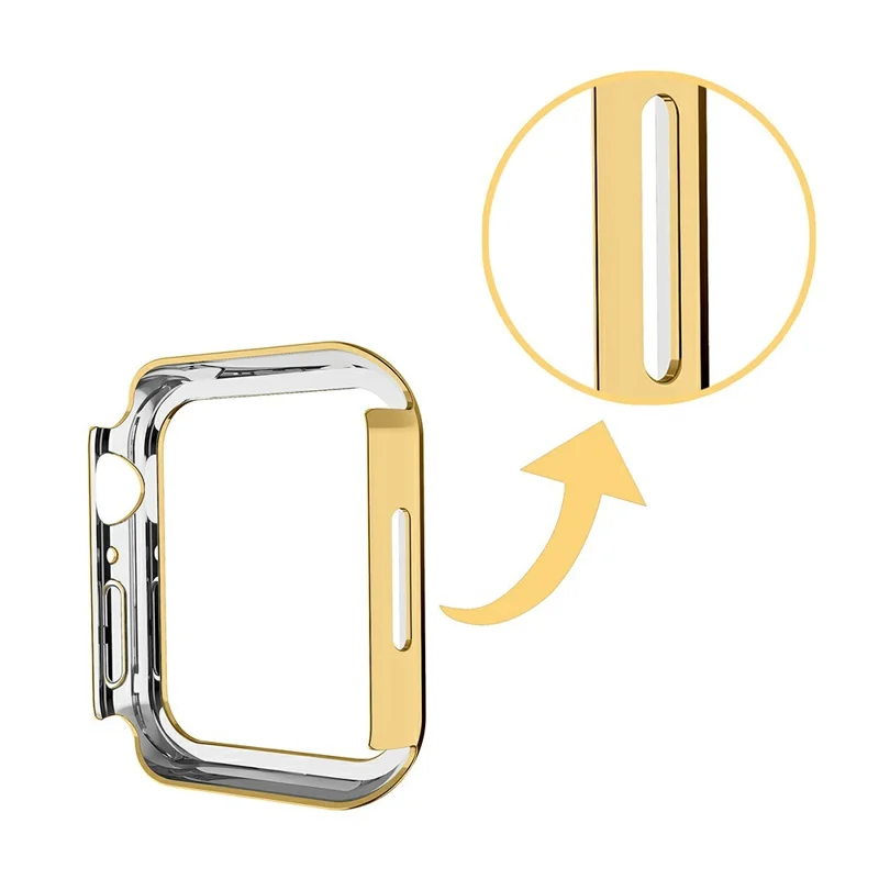 Custodia per Apple Watch Series 9 / 8 / 7 da 41 mm in PC con Strass Lucenti, Cornice Protettiva per Smartwatch - Oro