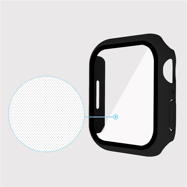 2 в 1 Матовый закаленный стеклянный пленочный жесткий PC корпус для Apple Watch Series 9 / 8 / 7 45 мм - Черный 