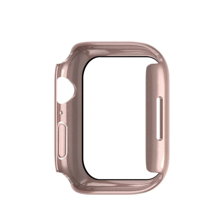 2-en-1 9h Film de Verre Trempé Hard PC Watch Couverture de Cas Pour la Série Apple Watch 7 45 mm - Rose