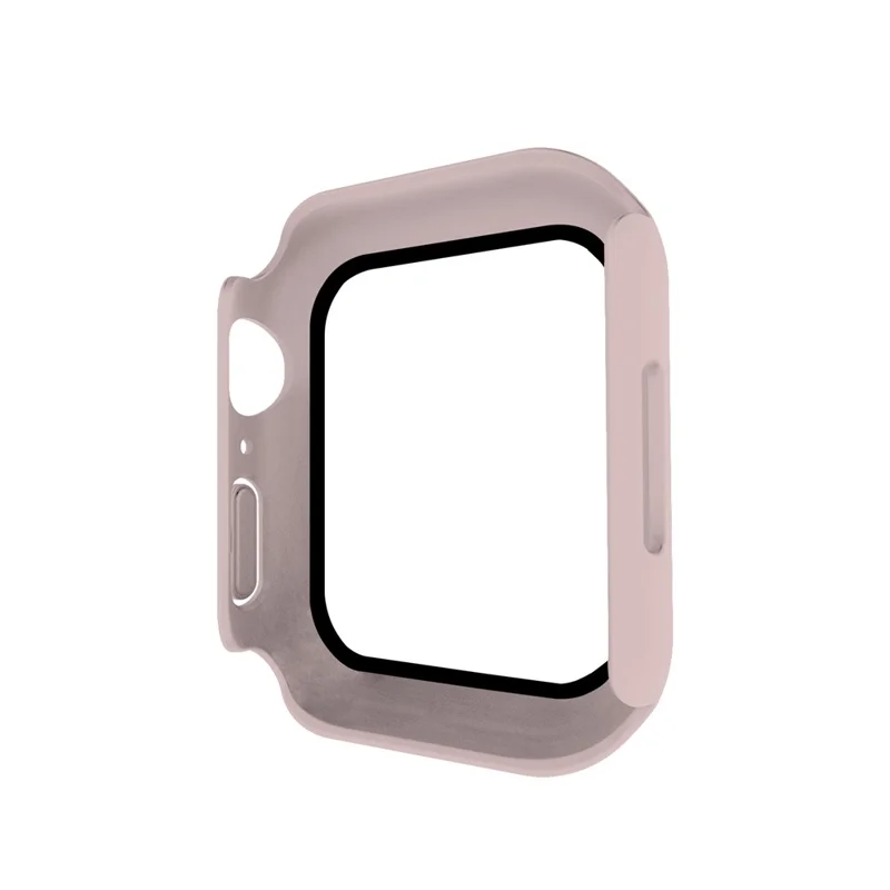 For Apple Watch Series 9 / 8 / 7 41mm Matte PC Watch Case Cover + Tempered Glass Screen Protector - Pink