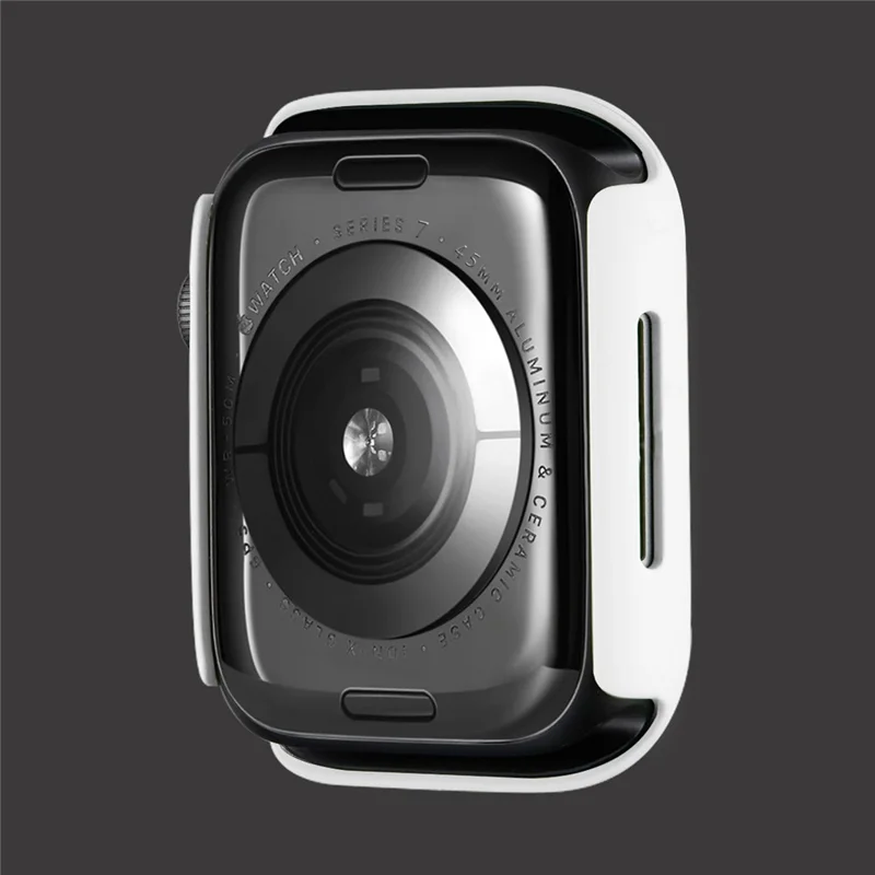 Harte PC gummierte Uhrengehäuseabdeckung für Apple Watch Series 9 / 8 / 7 41 mm – Weiß