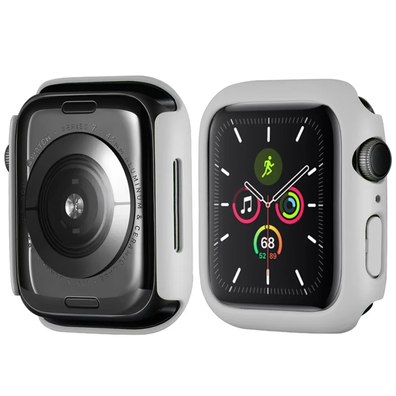 Harte PC gummierte Uhrengehäuseabdeckung für Apple Watch Series 9 / 8 / 7 41 mm – Hellgrau