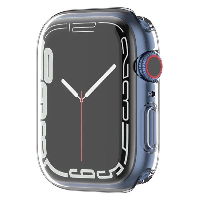 Stijlvolle TPU Horlogehouder met Electrolytische Coating, Volledige Beschermende Hoes voor Apple Watch Series 9 / 8 / 7 45mm - Transparant