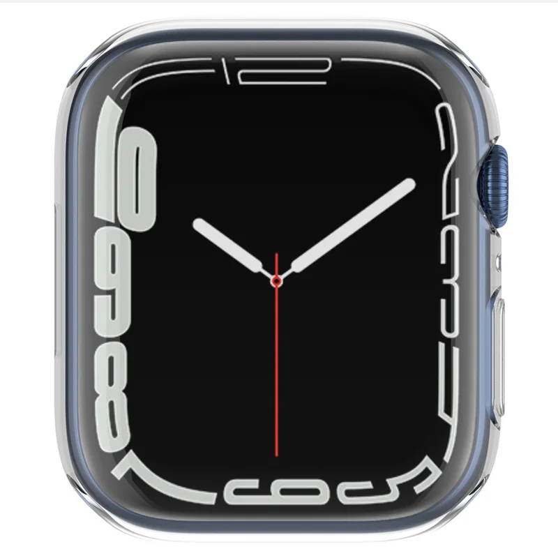 Stijlvolle TPU Horlogehouder met Electrolytische Coating, Volledige Beschermende Hoes voor Apple Watch Series 9 / 8 / 7 45mm - Transparant
