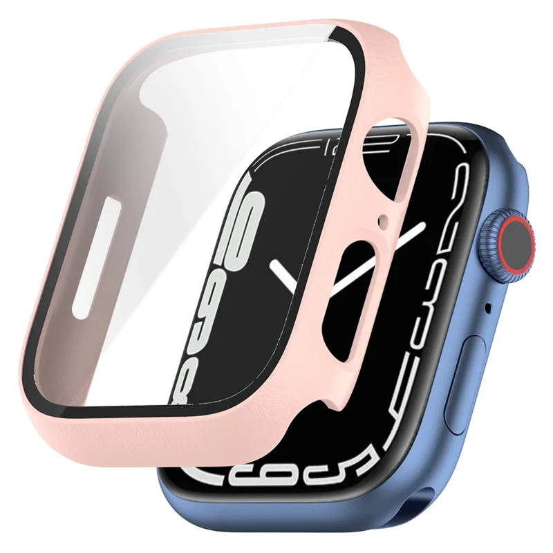 For Apple Watch Series 9 / 8 / 7 41mm 2-in-1 Scratch Resistant Hard PC Case with Tempered Glass Screen Protector - Pink