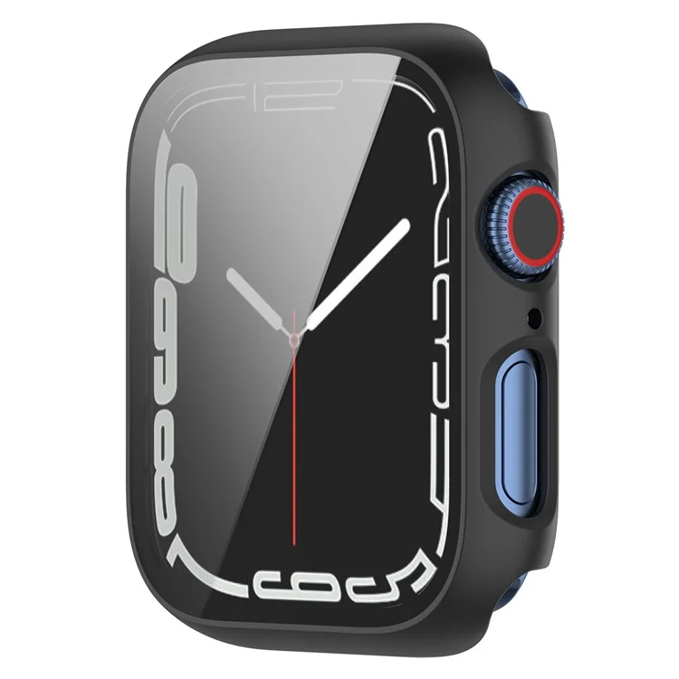 For Apple Watch Series 9 / 8 / 7 41mm 2-in-1 Scratch Resistant Hard PC Case with Tempered Glass Screen Protector - Black