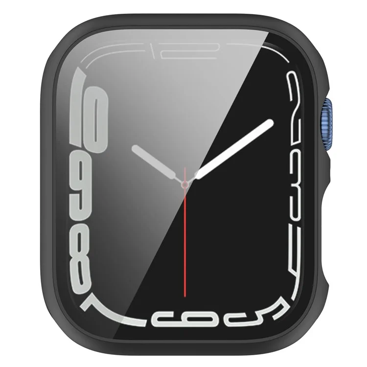 For Apple Watch Series 9 / 8 / 7 41mm 2-in-1 Scratch Resistant Hard PC Case with Tempered Glass Screen Protector - Black