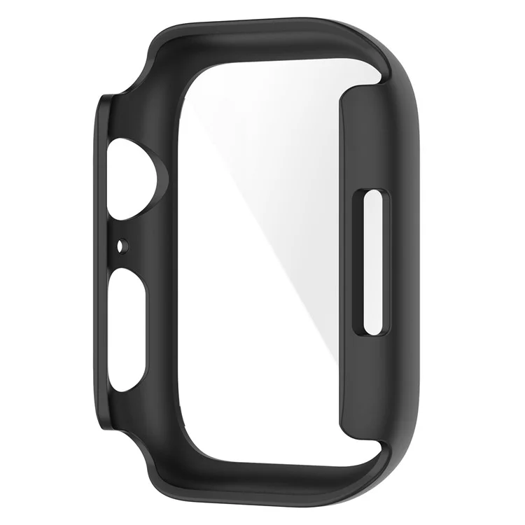 For Apple Watch Series 9 / 8 / 7 41mm 2-in-1 Scratch Resistant Hard PC Case with Tempered Glass Screen Protector - Black