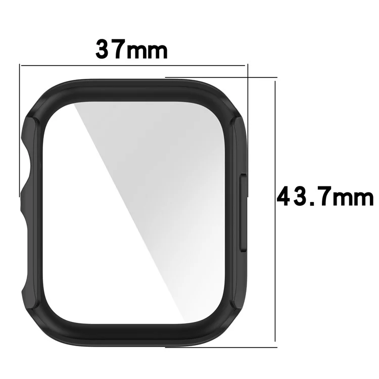 For Apple Watch Series 9 / 8 / 7 41mm 2-in-1 Scratch Resistant Hard PC Case with Tempered Glass Screen Protector - Black