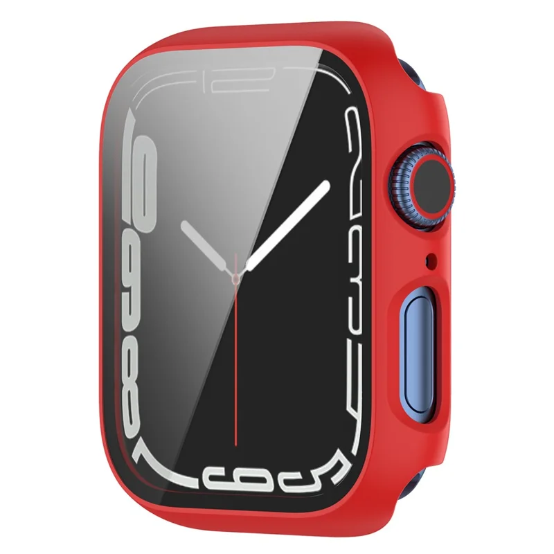 For Apple Watch Series 9 / 8 / 7 41mm 2-in-1 Scratch Resistant Hard PC Case with Tempered Glass Screen Protector - Red
