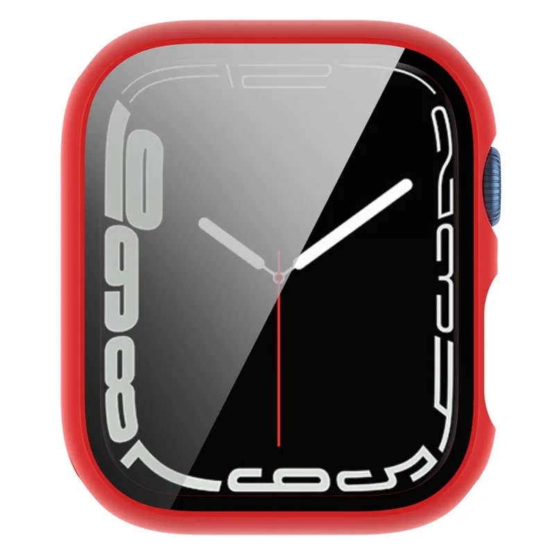 For Apple Watch Series 9 / 8 / 7 41mm 2-in-1 Scratch Resistant Hard PC Case with Tempered Glass Screen Protector - Red