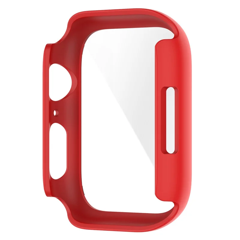 For Apple Watch Series 9 / 8 / 7 41mm 2-in-1 Scratch Resistant Hard PC Case with Tempered Glass Screen Protector - Red