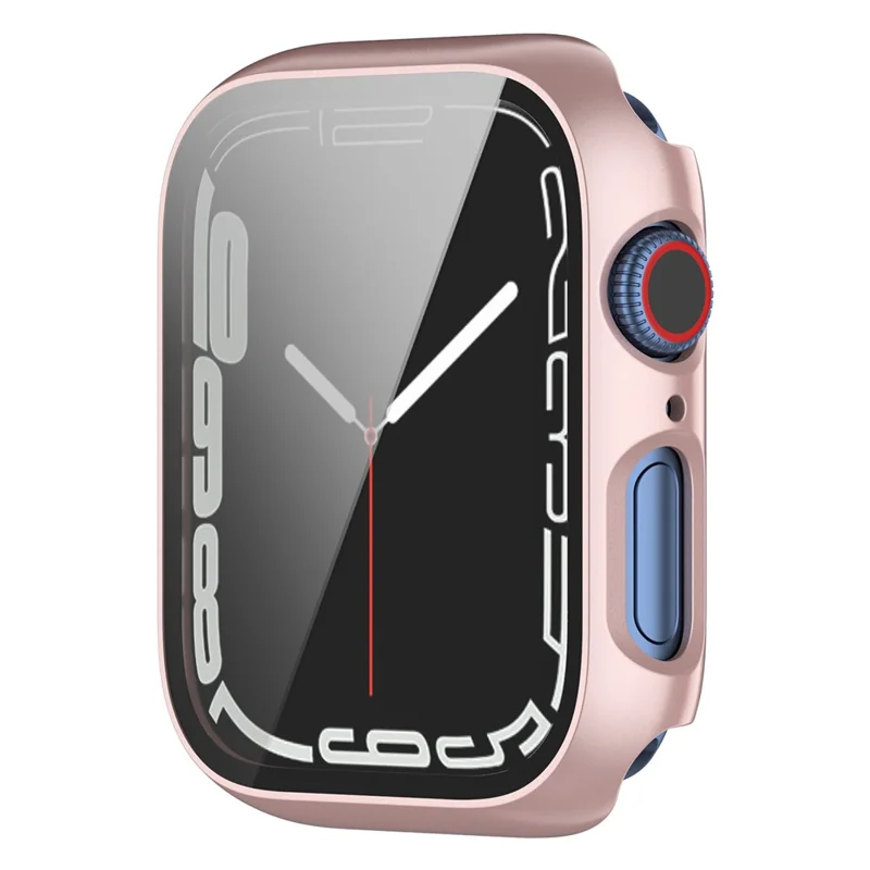 Capa Dura Resistente a Arranhões em PC 2-em-1 para Apple Watch Series 9 / 8 / 7 de 41 mm com Protetor de Ecrã em Vidro Temperado - Dourado Rosa