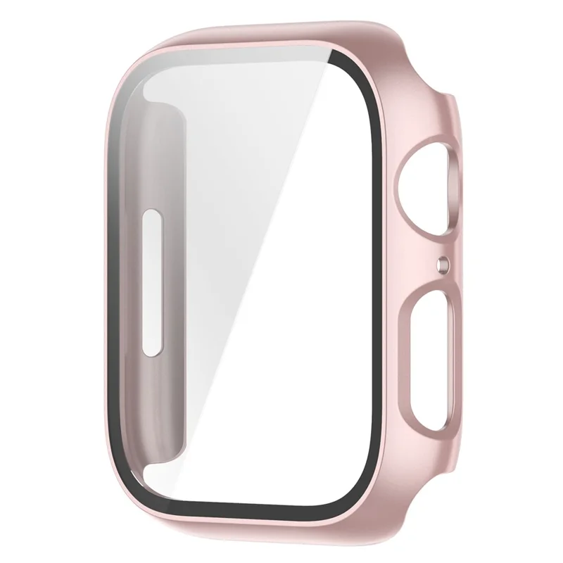 Capa Dura Resistente a Arranhões em PC 2-em-1 para Apple Watch Series 9 / 8 / 7 de 41 mm com Protetor de Ecrã em Vidro Temperado - Dourado Rosa
