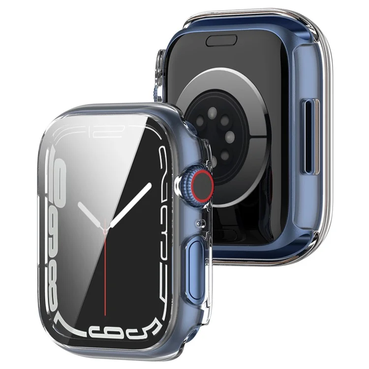 For Apple Watch Series 9 / 8 / 7 41mm 2-in-1 Scratch Resistant Hard PC Case with Tempered Glass Screen Protector - Transparent