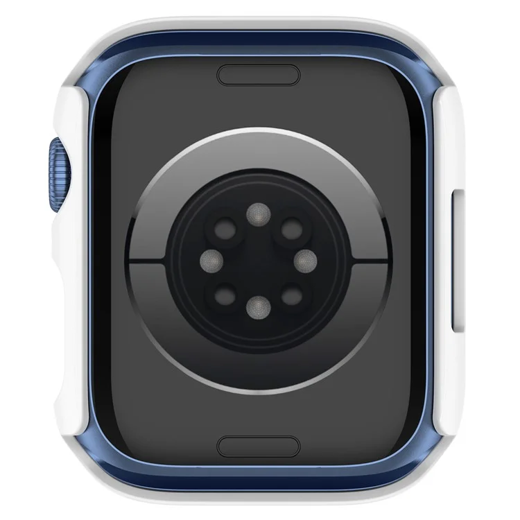 Scratch Resistant Hard PC Case with Tempered Glass Screen Cover for Apple Watch Series 9 / 8 / 7 45mm - White