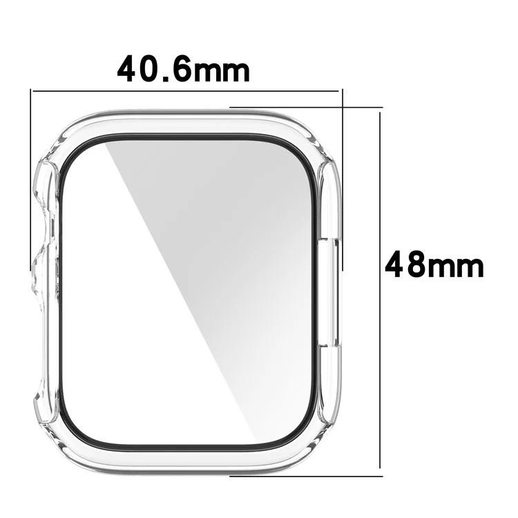 Scratch Resistant Hard PC Case with Tempered Glass Screen Cover for Apple Watch Series 9 / 8 / 7 45mm - White