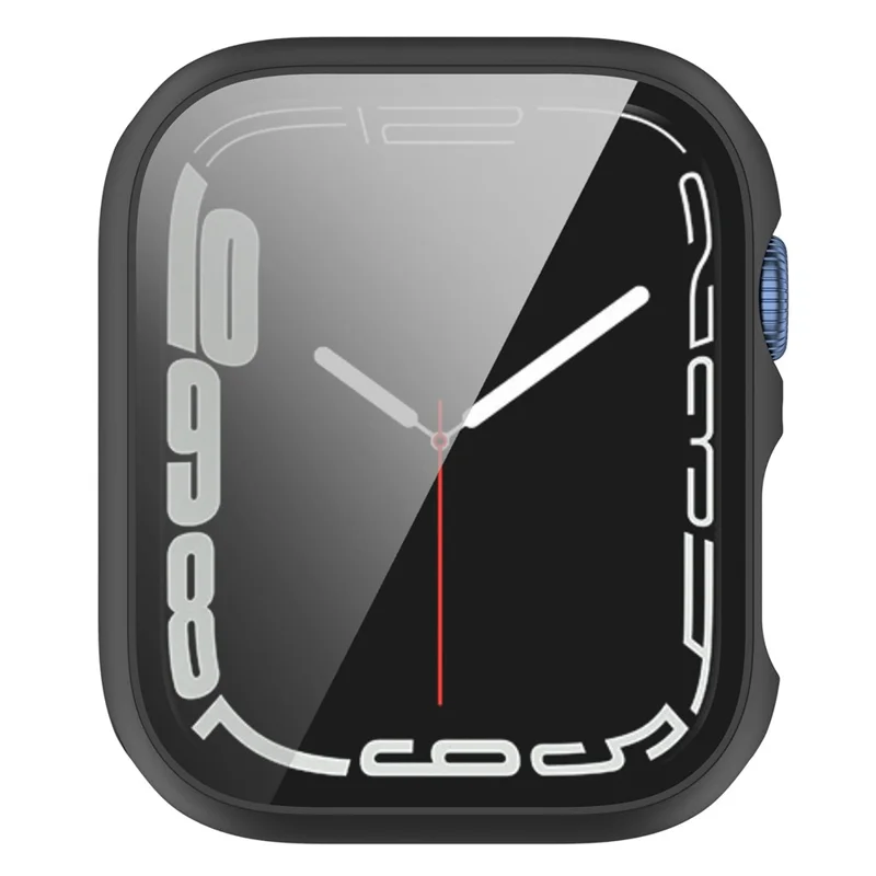 Scratch Resistant Hard PC Case with Tempered Glass Screen Cover for Apple Watch Series 9 / 8 / 7 45mm - Black