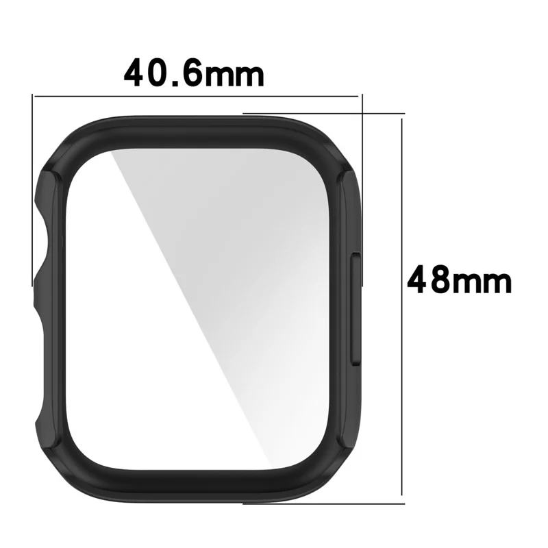 Scratch Resistant Hard PC Case with Tempered Glass Screen Cover for Apple Watch Series 9 / 8 / 7 45mm - Black