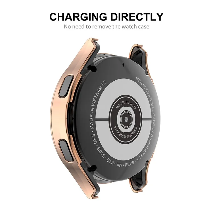 Enkay Hat Prince 2-in-1 0,2 mm 2,15d Anti-fingerabdruck Anti-kratzer 9h-temperatur-gla-screenfilm Mit Strassdekoration Elektroplierend PC Smart Watch Cover Für Samsung Galaxy Watch4 44mm - Roségold