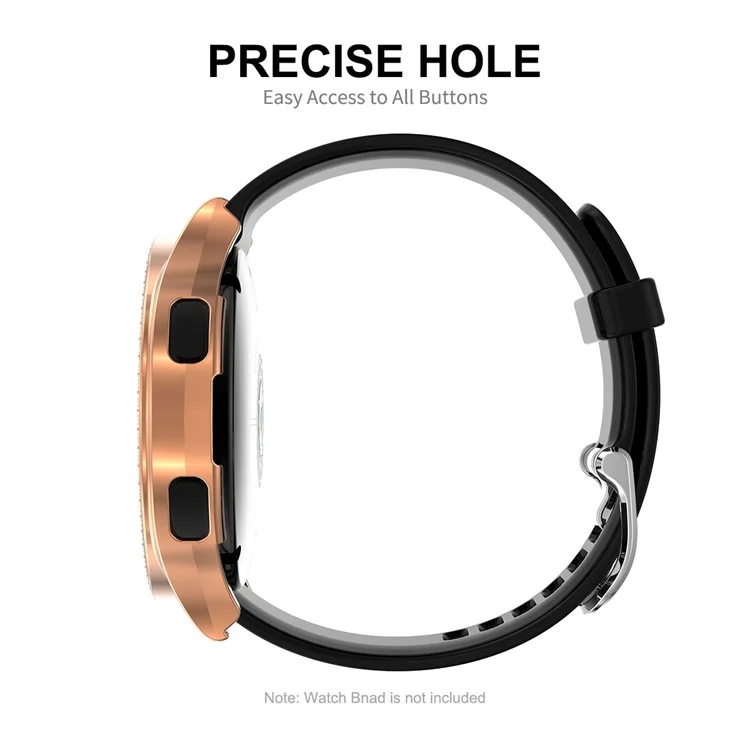 Enkay Hat Prince 2-in-1 0,2 mm 2,15d Anti-fingerabdruck Anti-kratzer 9h-temperatur-gla-screenfilm Mit Strassdekoration Elektroplierend PC Smart Watch Cover Für Samsung Galaxy Watch4 44mm - Roségold