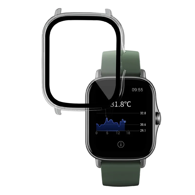 Twarda obudowa PC z pełną ochroną z hartowanym szkłem przeciw zarysowaniom HD do Huami Amazfit GTS 2 – Przezroczysta