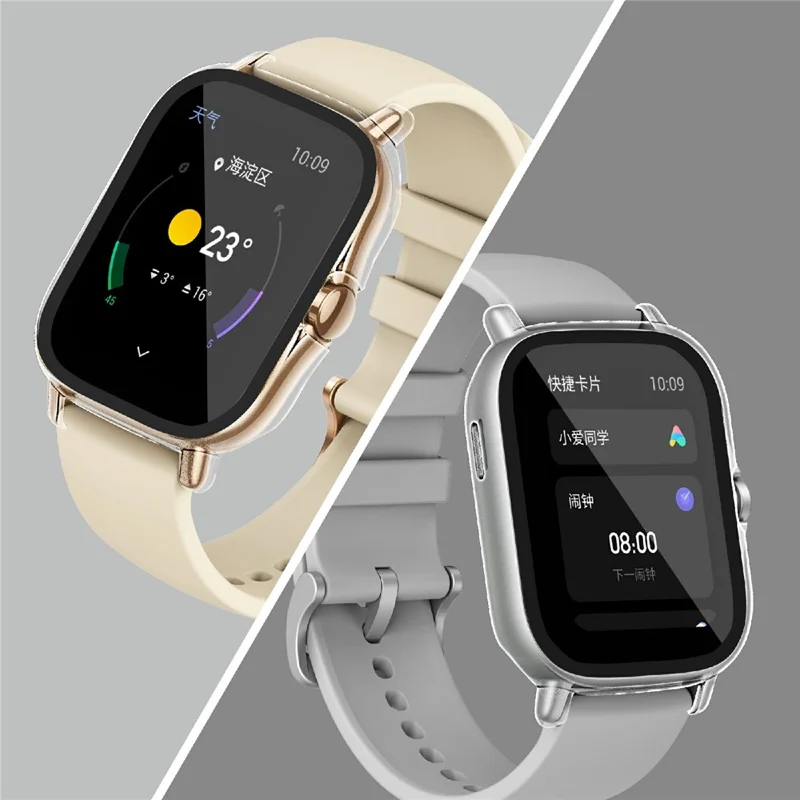 Twarda obudowa PC z pełną ochroną z hartowanym szkłem przeciw zarysowaniom HD do Huami Amazfit GTS 2 – Przezroczysta