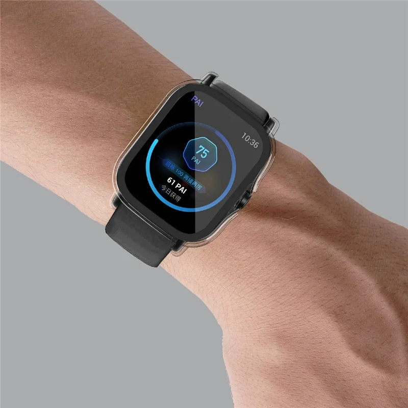 Twarda obudowa PC z pełną ochroną z hartowanym szkłem przeciw zarysowaniom HD do Huami Amazfit GTS 2 – Przezroczysta