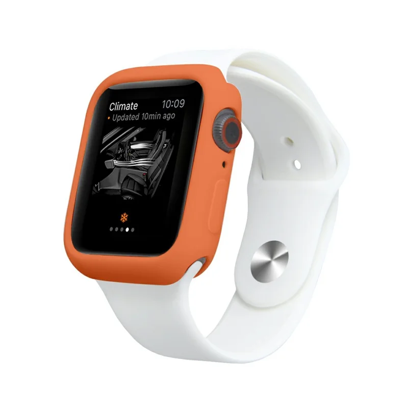 For Apple Watch Series 9 / 8 / 7 41mm Candy Color Soft TPU Smart Watch Case Frame Cover Protector - Orange