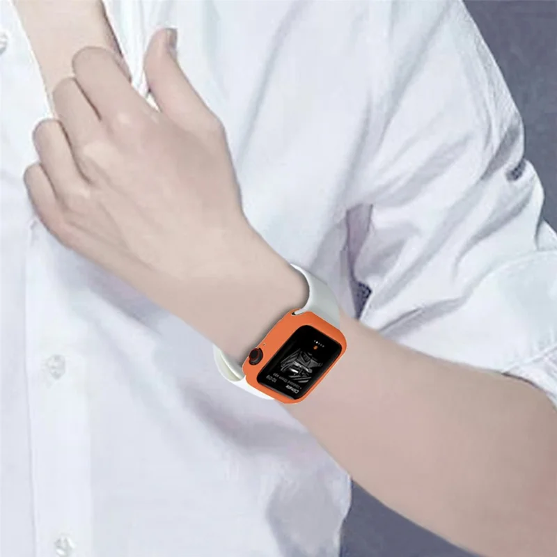 For Apple Watch Series 9 / 8 / 7 41mm Candy Color Soft TPU Smart Watch Case Frame Cover Protector - Orange
