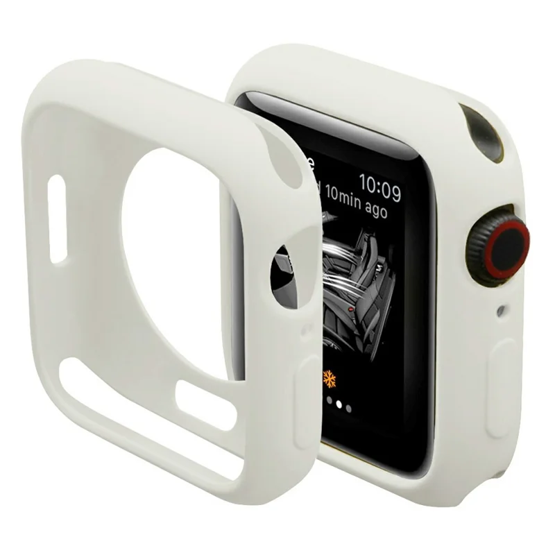 For Apple Watch Series 9 / 8 / 7 41mm Candy Color Soft TPU Smart Watch Case Frame Cover Protector - Light White
