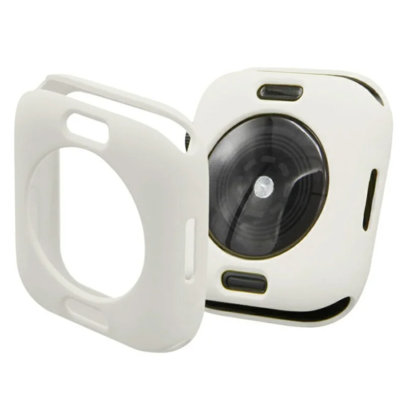 For Apple Watch Series 9 / 8 / 7 41mm Candy Color Soft TPU Smart Watch Case Frame Cover Protector - Light White