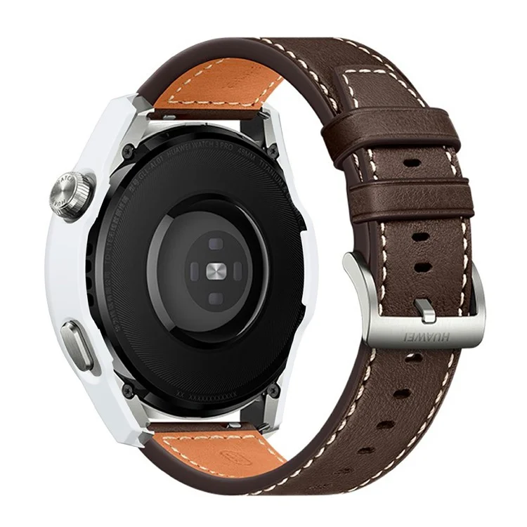 Étui de protection en PC dur avec revêtement antidérapant et résistant aux rayures, avec protecteur d'écran en verre trempé sensible au toucher pour Huawei Watch 3 Pro 48mm - Blanc