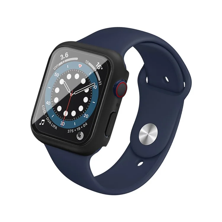 IMAK Hard PC Case with Anti-Scratch HD Tempered Glass Film for Apple Watch SE / SE (2022) / Series 6 / 5 / 4 40mm - Black