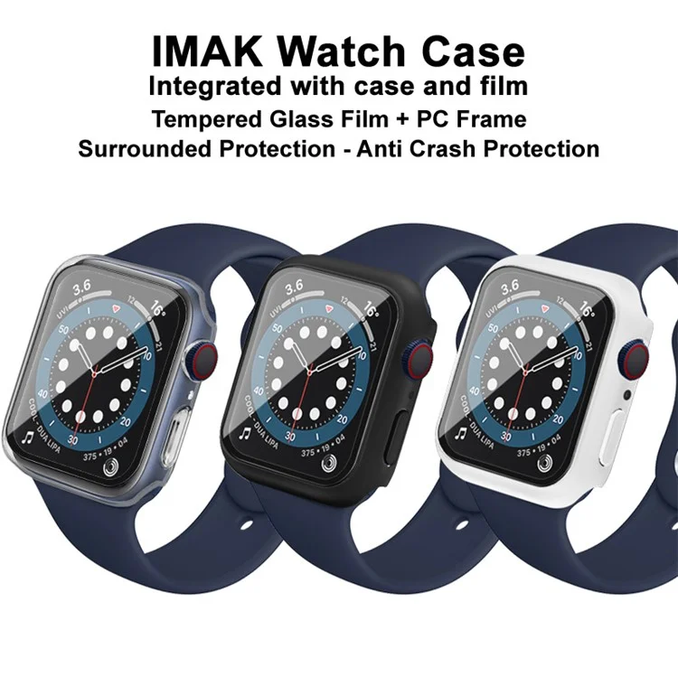IMAK Hard PC Case with Anti-Scratch HD Tempered Glass Film for Apple Watch SE / SE (2022) / Series 6 / 5 / 4 40mm - Black