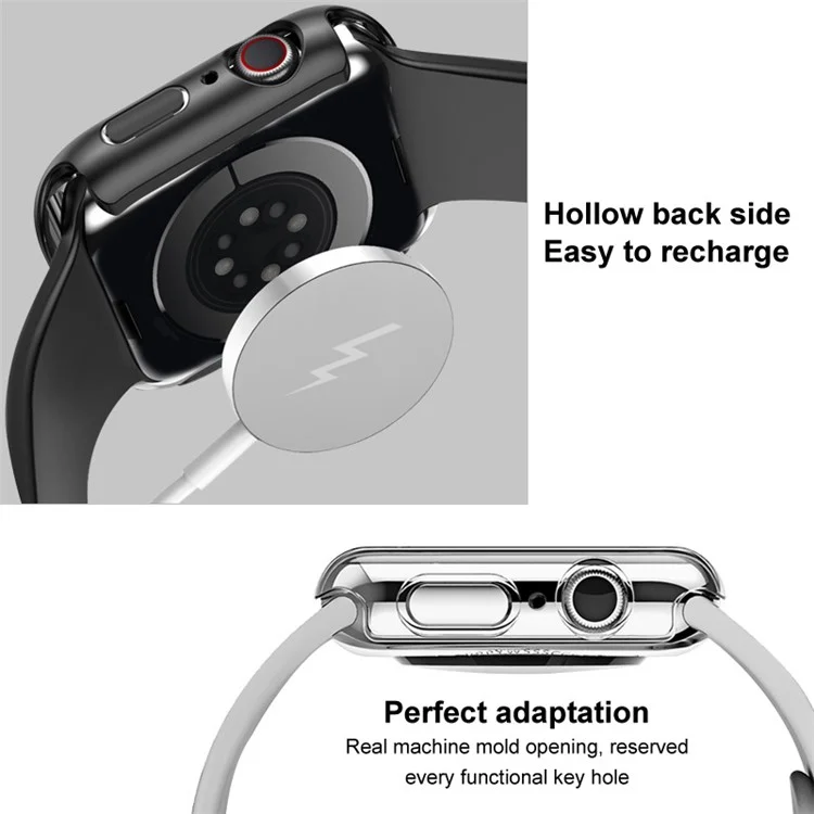 IMAK Hard PC Case with Anti-Scratch HD Tempered Glass Film for Apple Watch SE / SE (2022) / Series 6 / 5 / 4 40mm - Black
