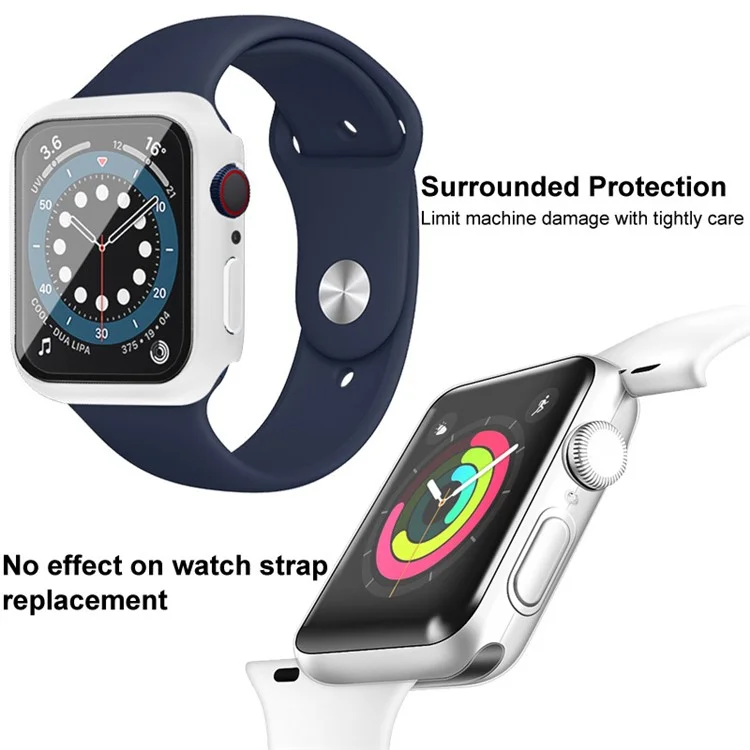 IMAK Hard PC Case with Anti-Scratch HD Tempered Glass Film for Apple Watch SE / SE (2022) / Series 6 / 5 / 4 40mm - Black