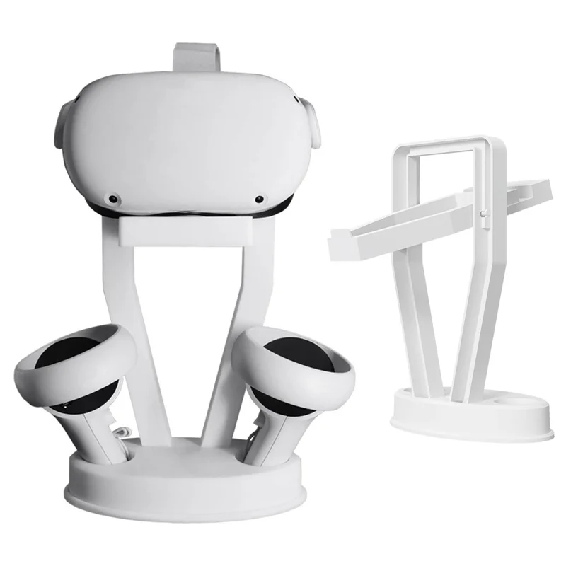 JYS JYS-OC002 حامل سطح مكتب لتخزين سماعة الواقع الافتراضي ووحدة التحكم، رف عرض لجهاز Oculus Quest 2 - أبيض