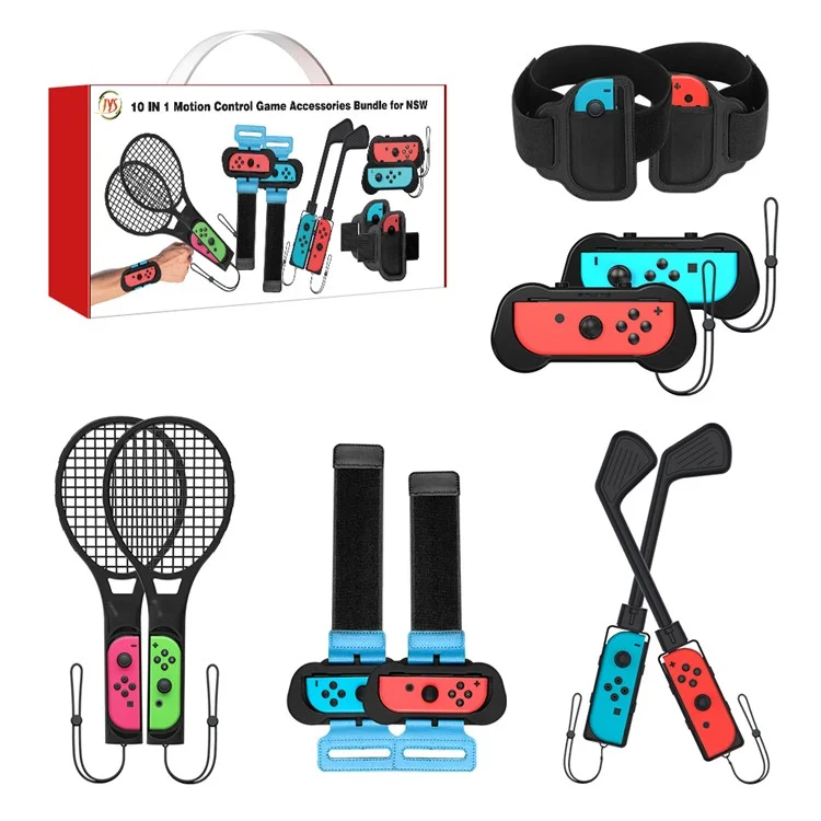 Jys Jys-ns215 10-in-1 Motion Control Soporter Clubes de Golf Golf Band de Baile Mango de la Pierna Strep Tennis Racket Game Game Accesorios Para Nintendo Switch