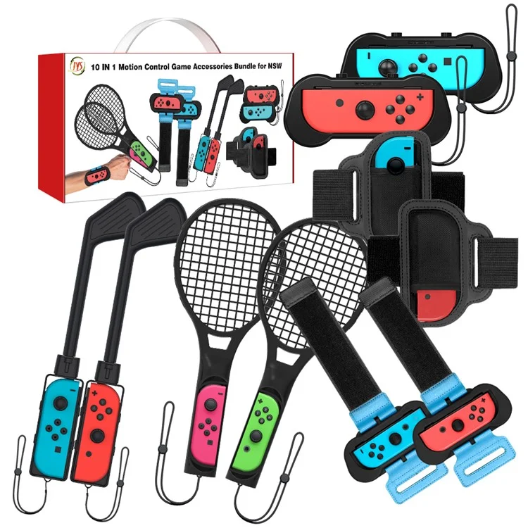 JYS JYS-NS215 10 in 1 Guida di Controllo Motion Calci di Golf Clubs Dance Dance Band Hands Cinn Cinnis Racket Game Accessori Set Per Nintendo Switch