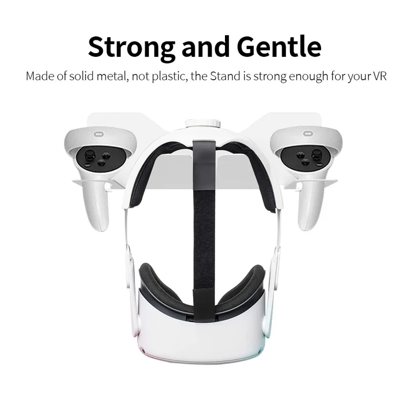 JYS JYS-MQ005 Wall Mounted Hook Stand VR Headset Controller Holder Storage Rack for Oculus Quest 2 / PS VR - White