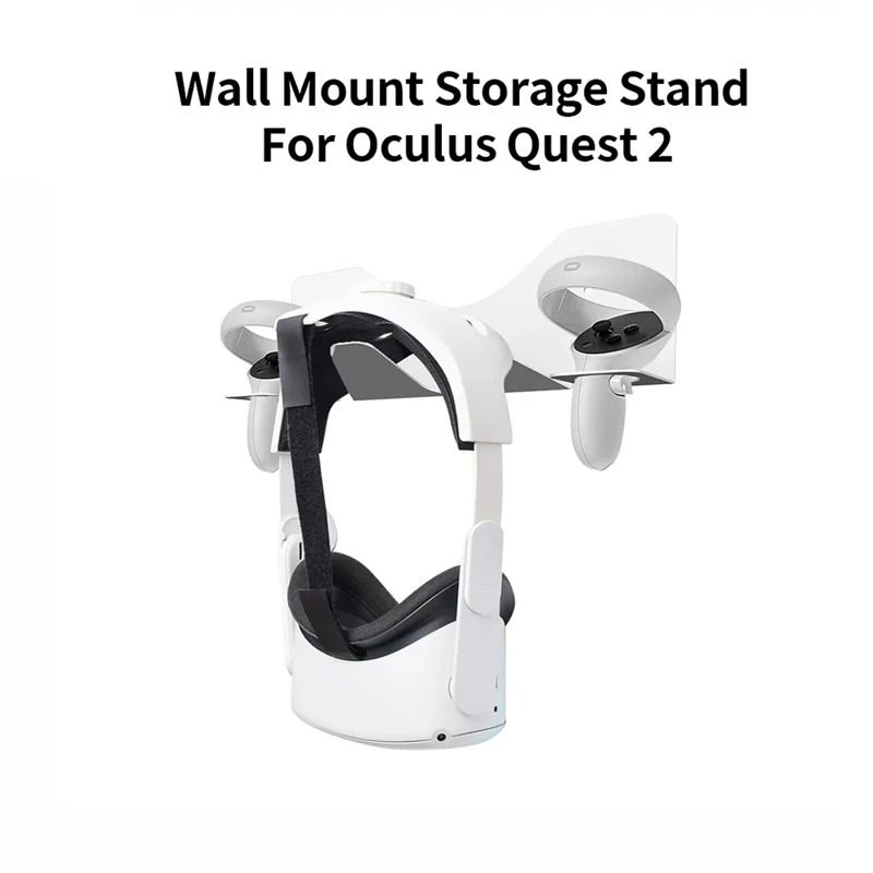 JYS JYS-MQ005 Wall Mounted Hook Stand VR Headset Controller Holder Storage Rack for Oculus Quest 2 / PS VR - White