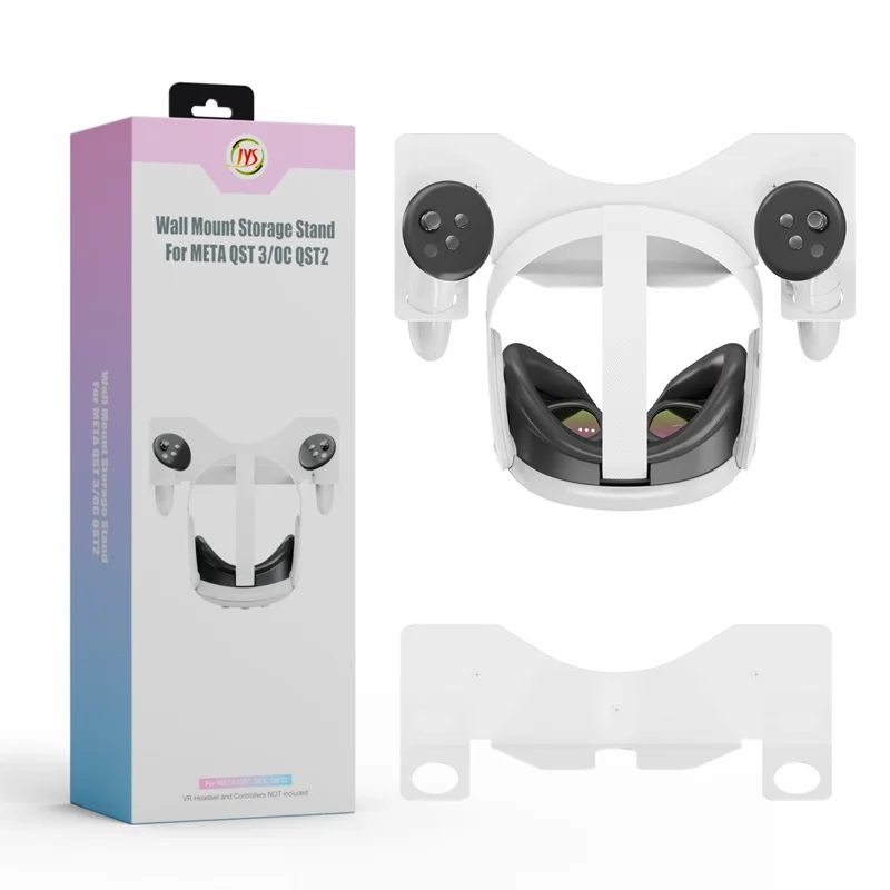 JYS JYS-MQ005 Wall Mounted Hook Stand VR Headset Controller Holder Storage Rack for Oculus Quest 2 / PS VR - White